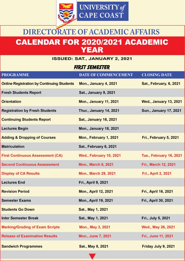 Ttu Academic Calendar 2022 2023 Ucc Re-Opening Date For 2020/2021 Academic Year - Gh Students