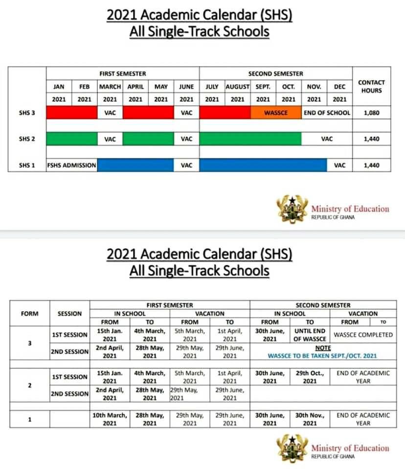 GES Academic Calendar for KG JHS SHS 2020/2021 GH Students