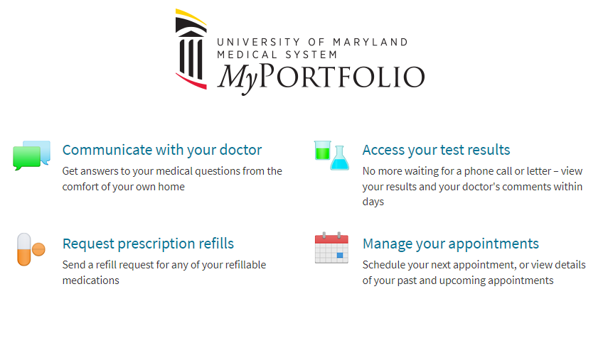 UMMS Patient Portal Myportfolio umm edu