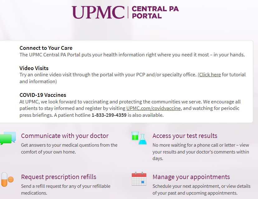 UPMC Central PA Portal – upmccentralpaportal.com - GH Students